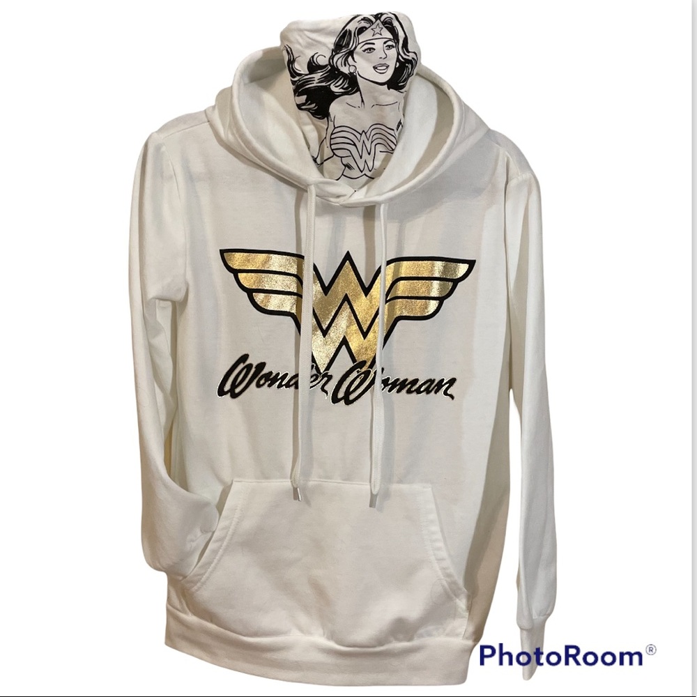 Mad Engine Wonder Woman Hoodie Sweatshirt with Built-in Turtleneck Collar